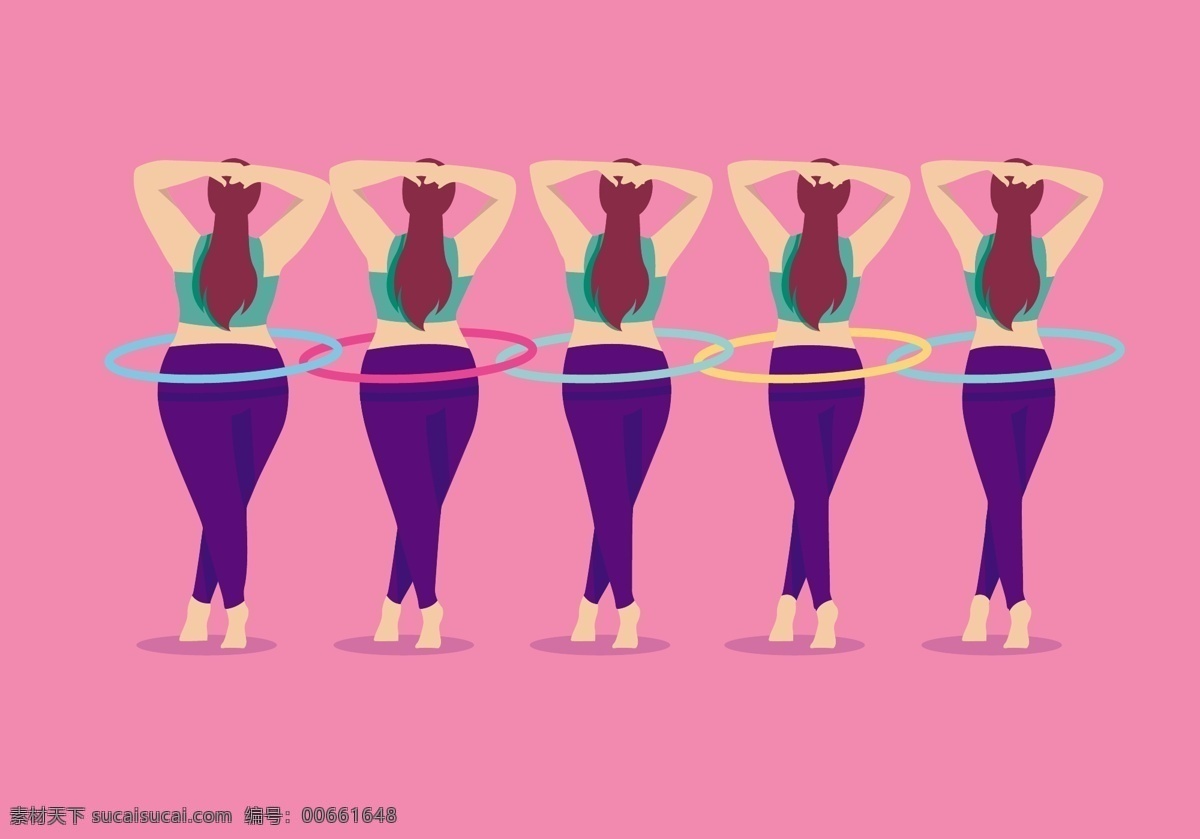 瘦身 呼啦圈 矢量 矢量素材 瘦身插畫 運(yùn)動 扁平化插畫