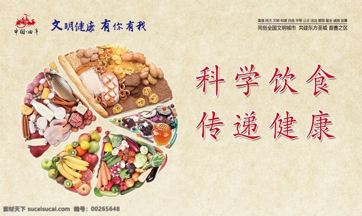 科学饮食 传递健康 德耀圣城 儒家文化 文明城市 创文画面 传统元素 户外广告 分层