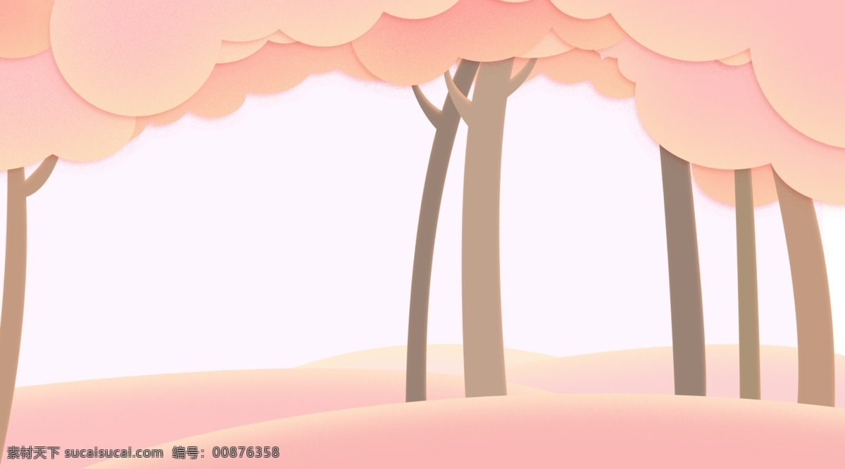 森 系 治愈 植物 树林 插画 背景 背景素材 卡通背景 彩色背景 树木背景 插画背景 树叶 叶子 广告背景