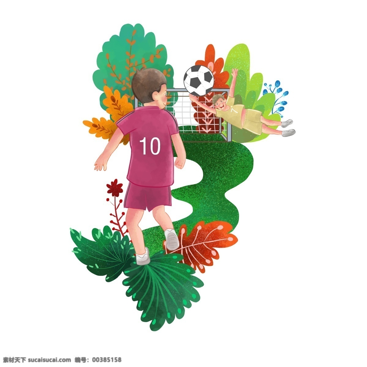 商用 高清 手繪 兒童 一起 玩 足球 場(chǎng)景 玩足球 植物 可商用 卡通 兒童形象 小清新