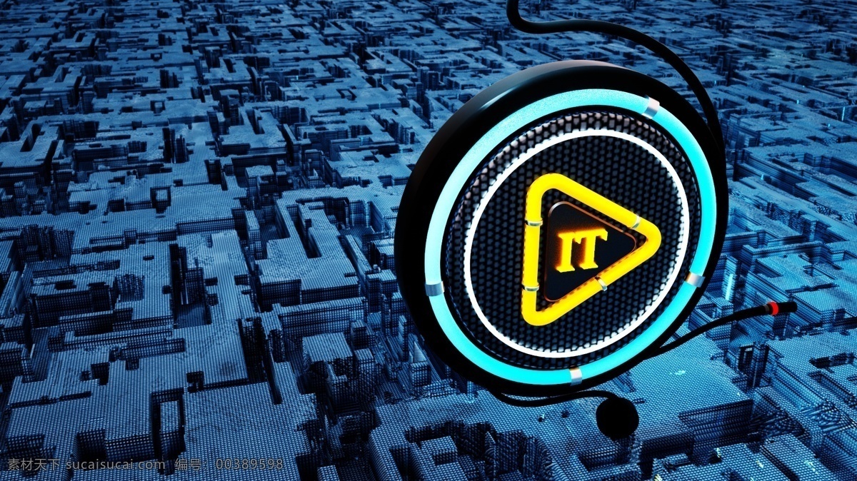 c4d 藍(lán)色 科技 感 立體 仿 耳機(jī) it 行業(yè) 背景 3d 質(zhì)感 耳麥
