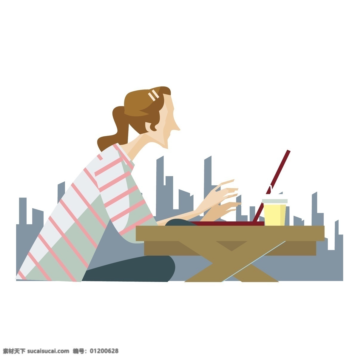 卡通 女孩 玩電腦 矢量 卡通女人 女人 可愛 可愛女孩 電腦 卡通電腦 可愛女人 可愛的