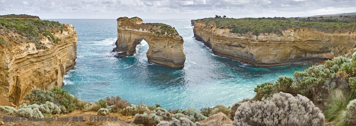 澳大利亚风光 风景图片素材 自然景观 澳大利亚 洛克 阿德 大峡谷 阿德湖峡 海滨 岩石 清澈海水 植物 风景名胜