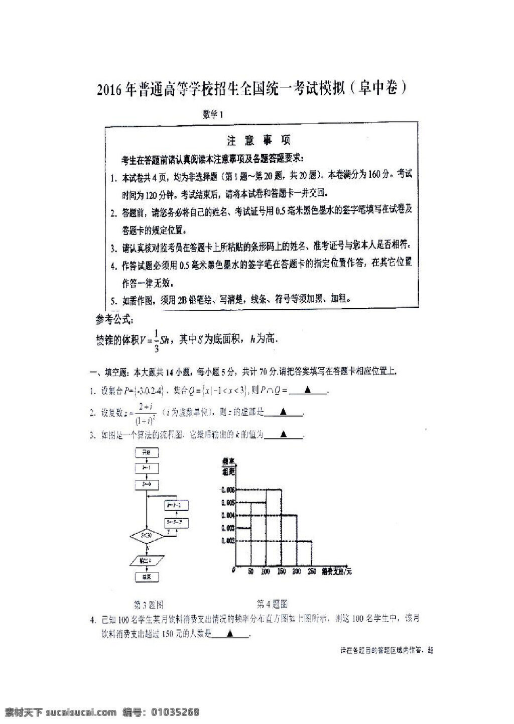 數(shù)學(xué) 蘇 教 版 江蘇省 阜寧 中學(xué) 2016 屆 高三 考前 熱身 考試 數(shù)學(xué)試題 掃描 高考專區(qū) 試卷 蘇教版
