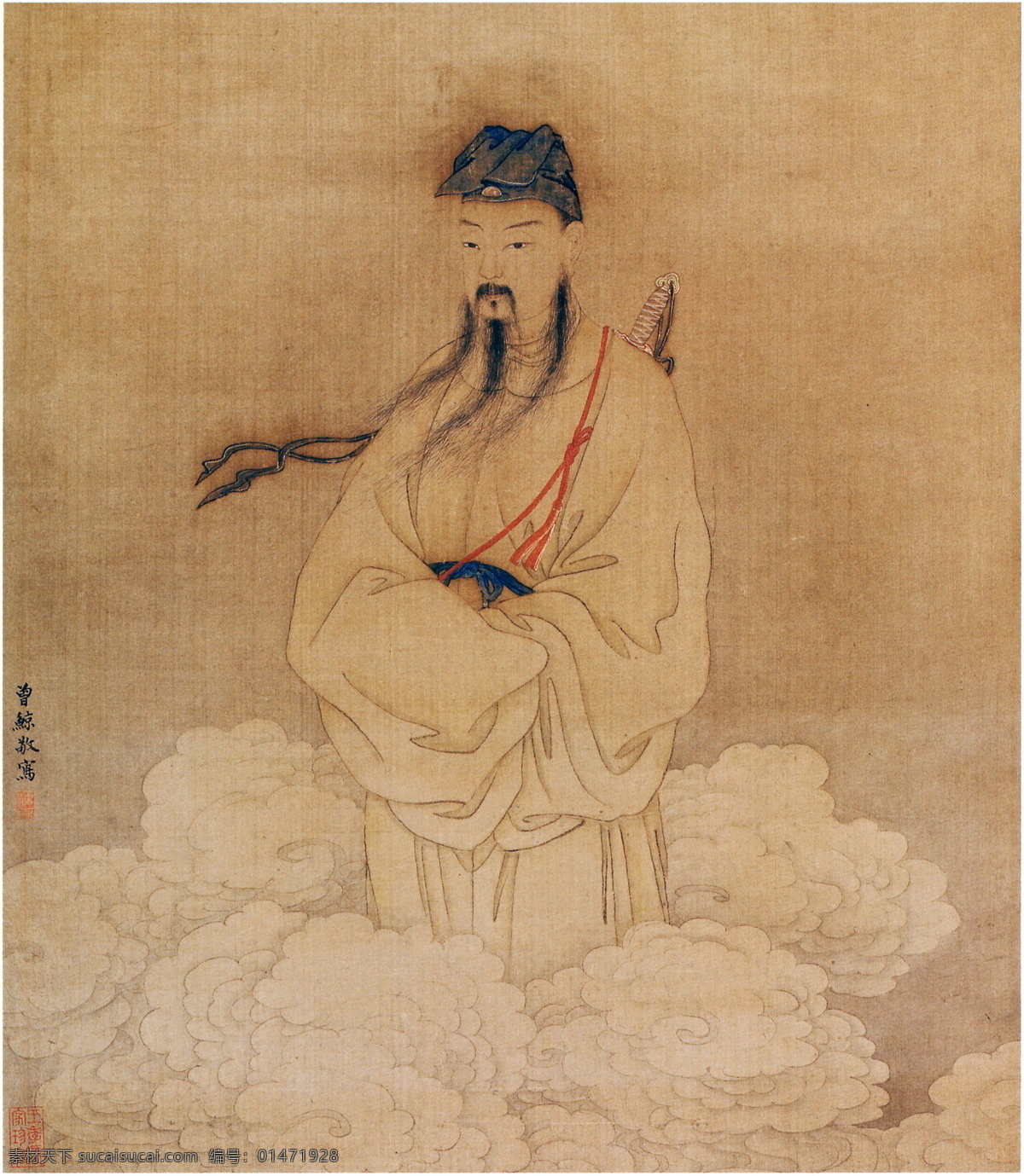 呂仙像 明代 曾鯨 人物 呂洞賓 八仙 云彩 云朵 古代名畫 繪畫書法 文化藝術(shù)