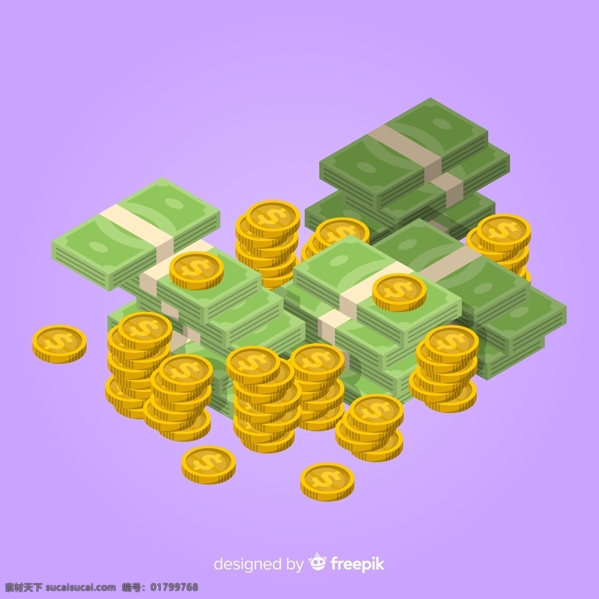 立體 現(xiàn)金 金幣 理財(cái) 金融 紙幣 矢量 高清圖片
