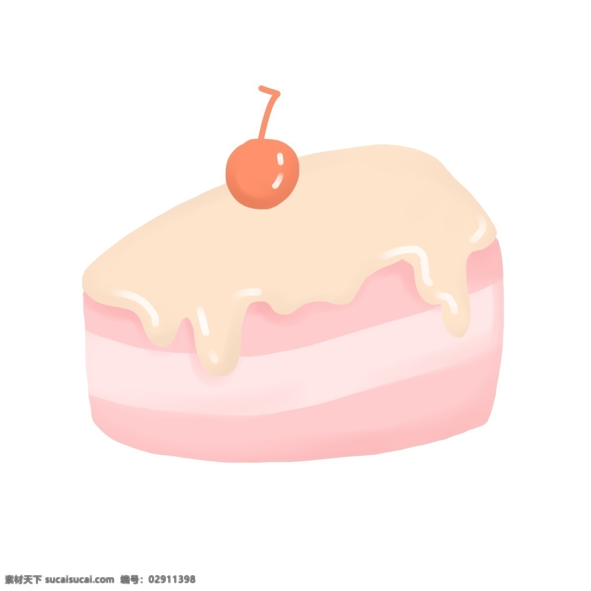 美食 蛋糕 粉色 卡通 樱桃 免抠 可爱