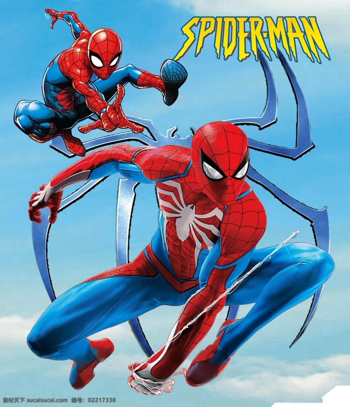 蜘蛛侠 2个 蓝天 分层 威漫英雄 卡通 动漫动画 动漫人物