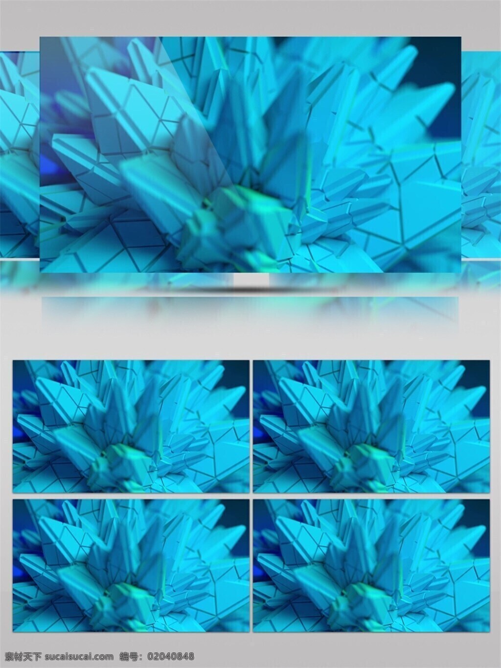 蓝色 岩石 冰晶 花朵 高清 视频 科技蓝色 晶体花朵 浪漫唯美 视频素材 动态视频素材