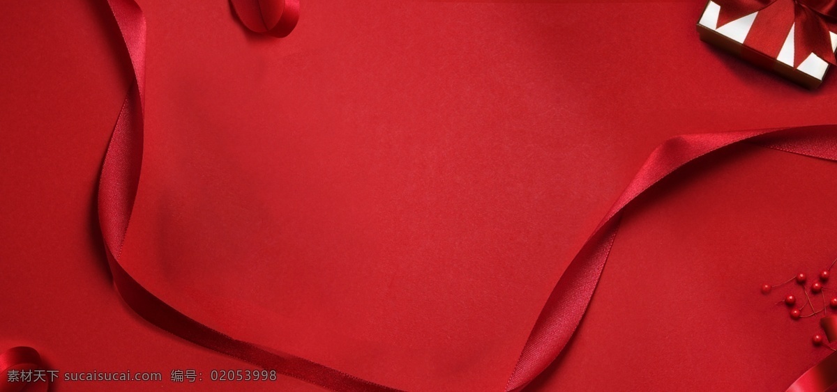 丝带 礼物 装饰 红色 背景 礼物盒 花瓣 红色背景 背景素材