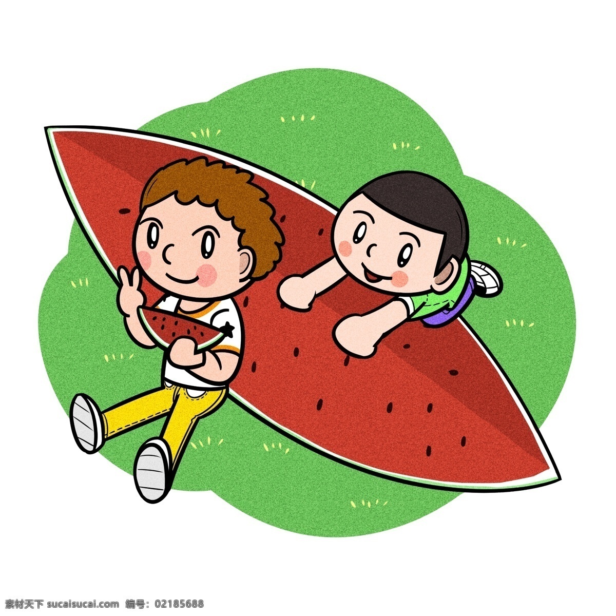卡通 兒童 夏天 愛 吃 大塊 西瓜 透明 底 吃西瓜 大西瓜 夏季 卡通兒童 兒童卡通 夏天卡通 卡通人物 夏季人物
