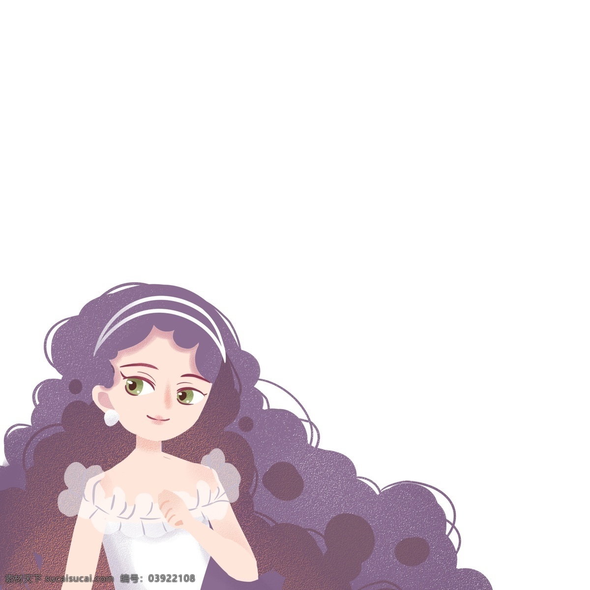 紫色 长头 发 卡通美女 免 抠 图 卡通女孩 卷头发的女孩 仙女 花仙子 女孩子 紫色长头发 免抠图