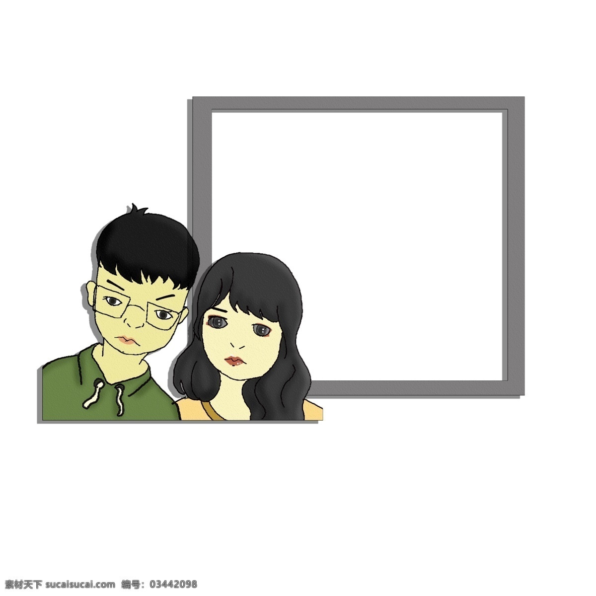 情侣 装饰 图案 边框 元素 可爱 创意 卡通 对话框 装饰图案 文本框