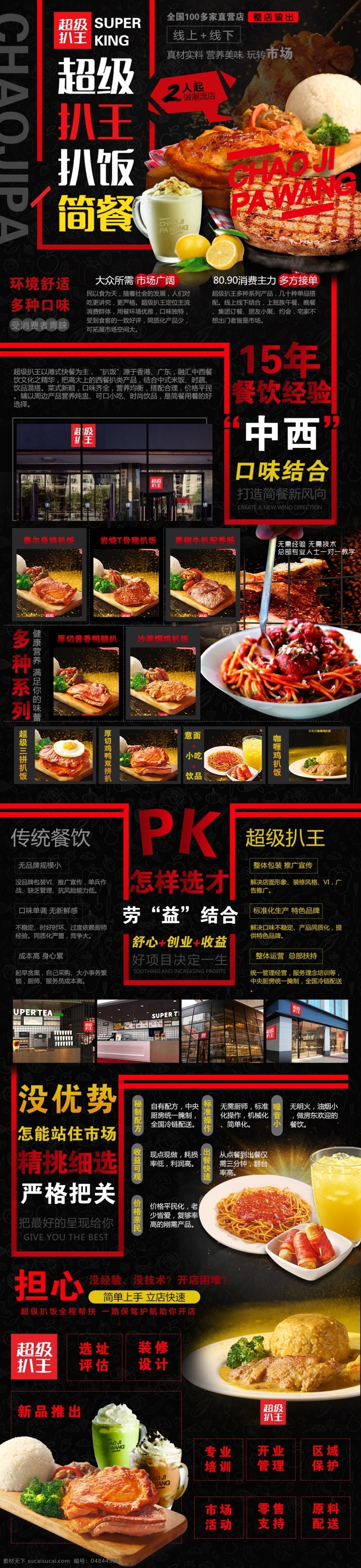 西式 快餐 意 扒 饭 淘宝 模板 西式快餐 红黑色 意面 餐饮 简单大方 扒饭 加盟详情页 招商页