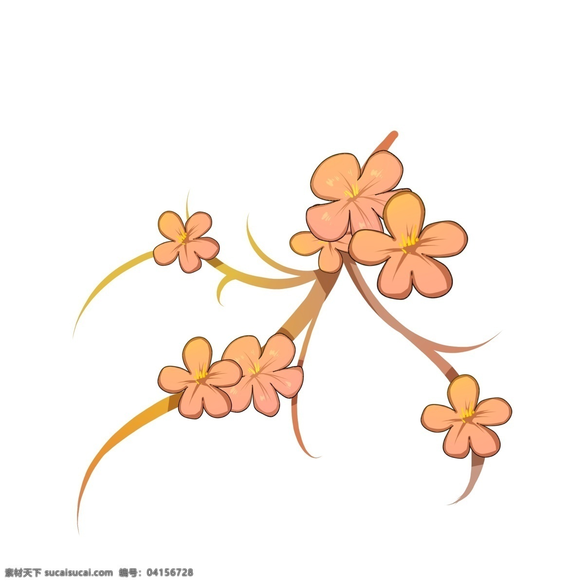 手繪 梅花 花朵 插畫 商用 元素 花枝