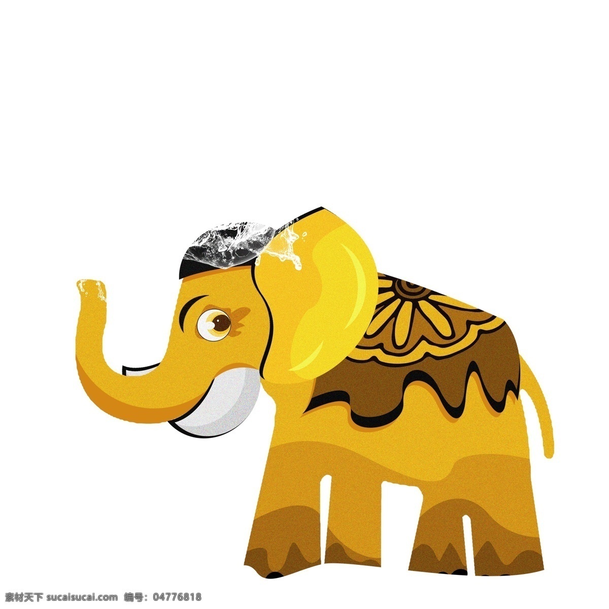 泼水节 大象 手绘 透明 动物 免抠元素 png元素 透明素材