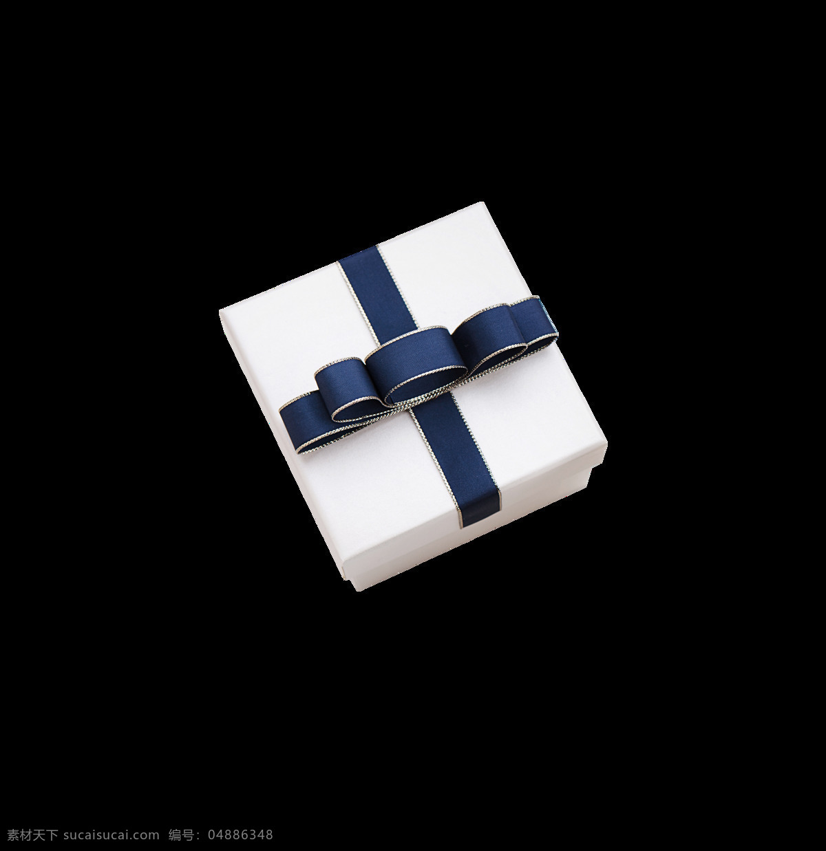 白色 质感 方形 礼盒 装饰 蝴蝶结 蓝色 大气 礼物 金边
