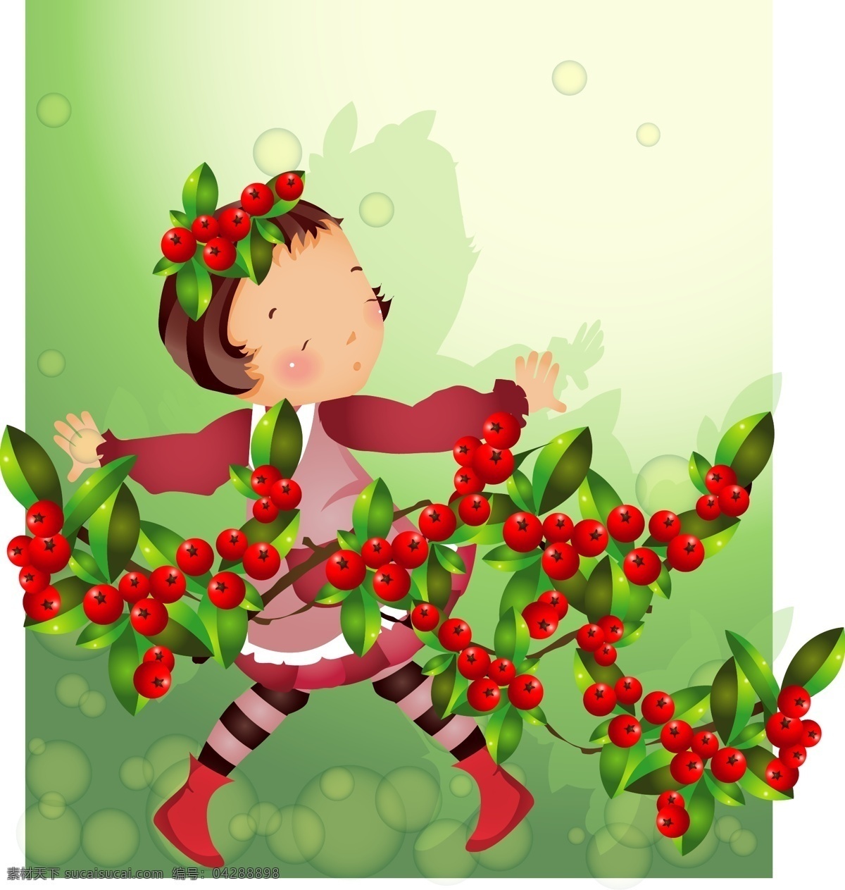 红色 水果 主题 iclickart 四 赛季 韩国 可爱 女孩 相册 韩国矢量素材 秋天 向日葵 叶 物质 载体 矢量图 矢量人物
