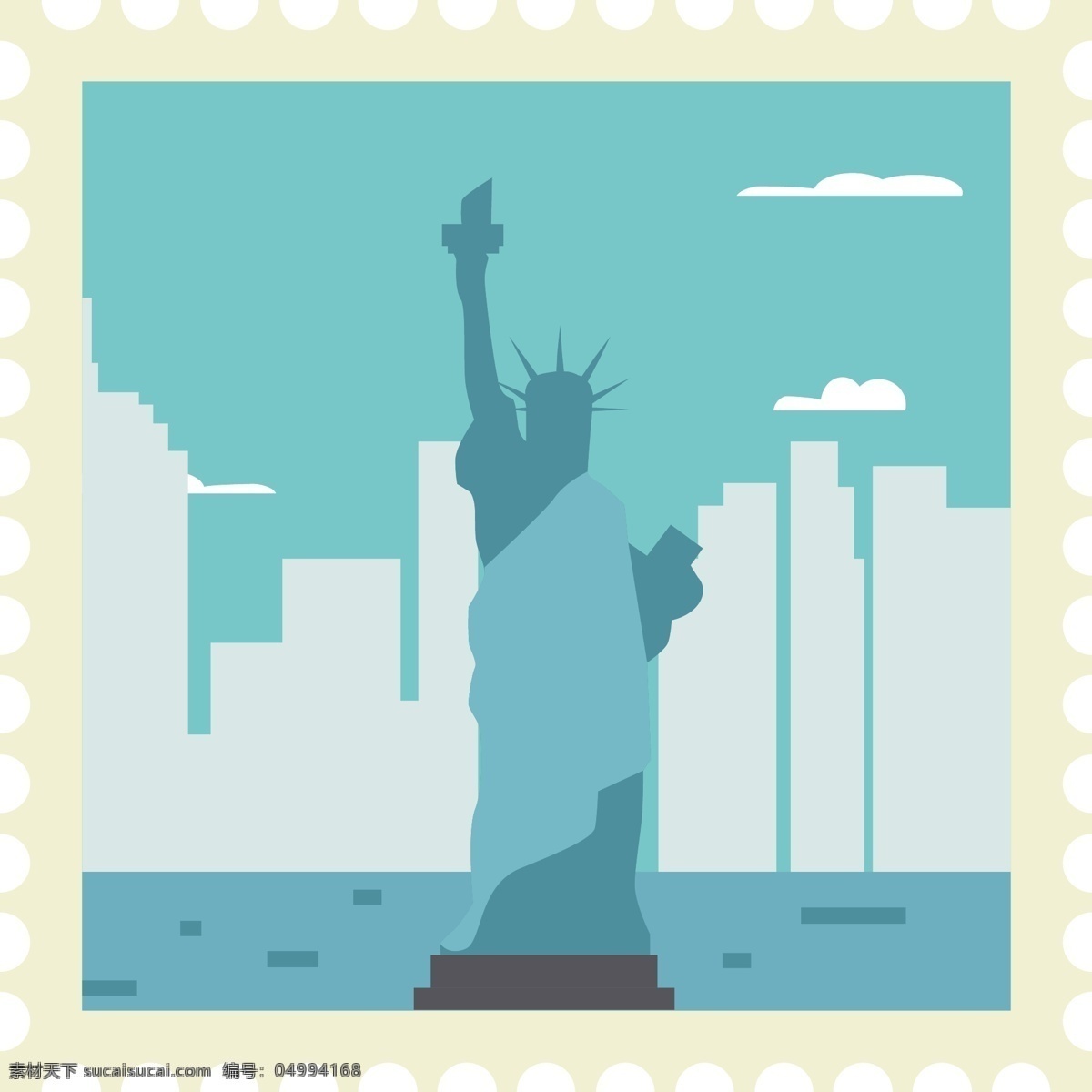 自由 女神像 邮票 纽约 自由女神像 地标建筑 建筑物