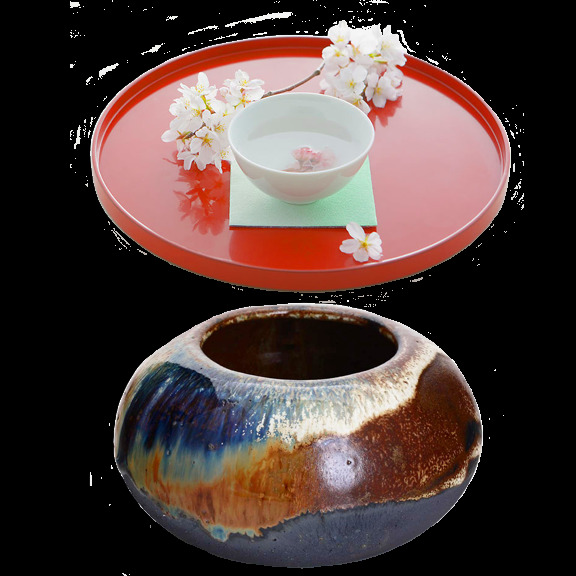 清雅 红色 茶盘 产品 实物 白色花 茶具 茶配件 产品实物 红色茶盘