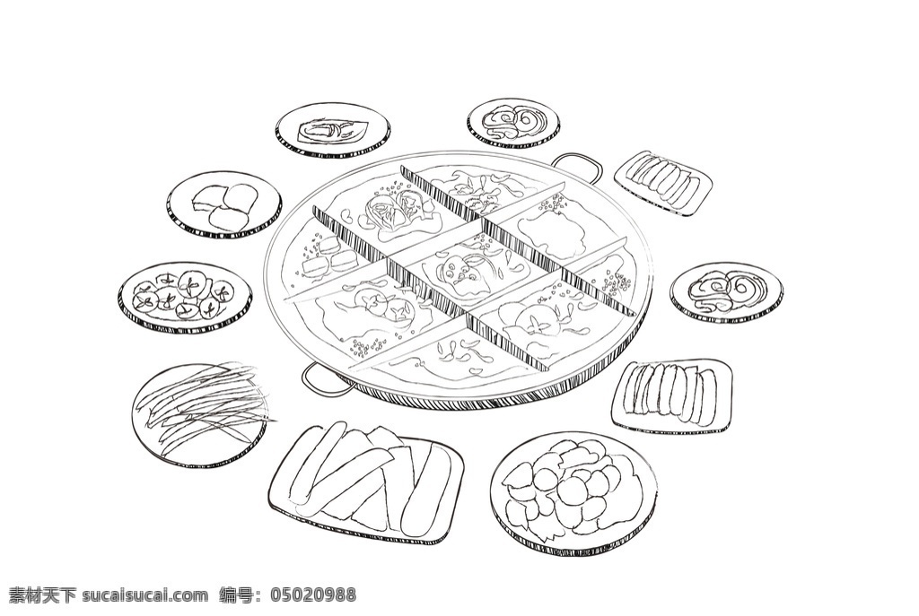 食物 手绘 线 稿 火锅 线稿 小吃 美食手绘 文化艺术 绘画书法