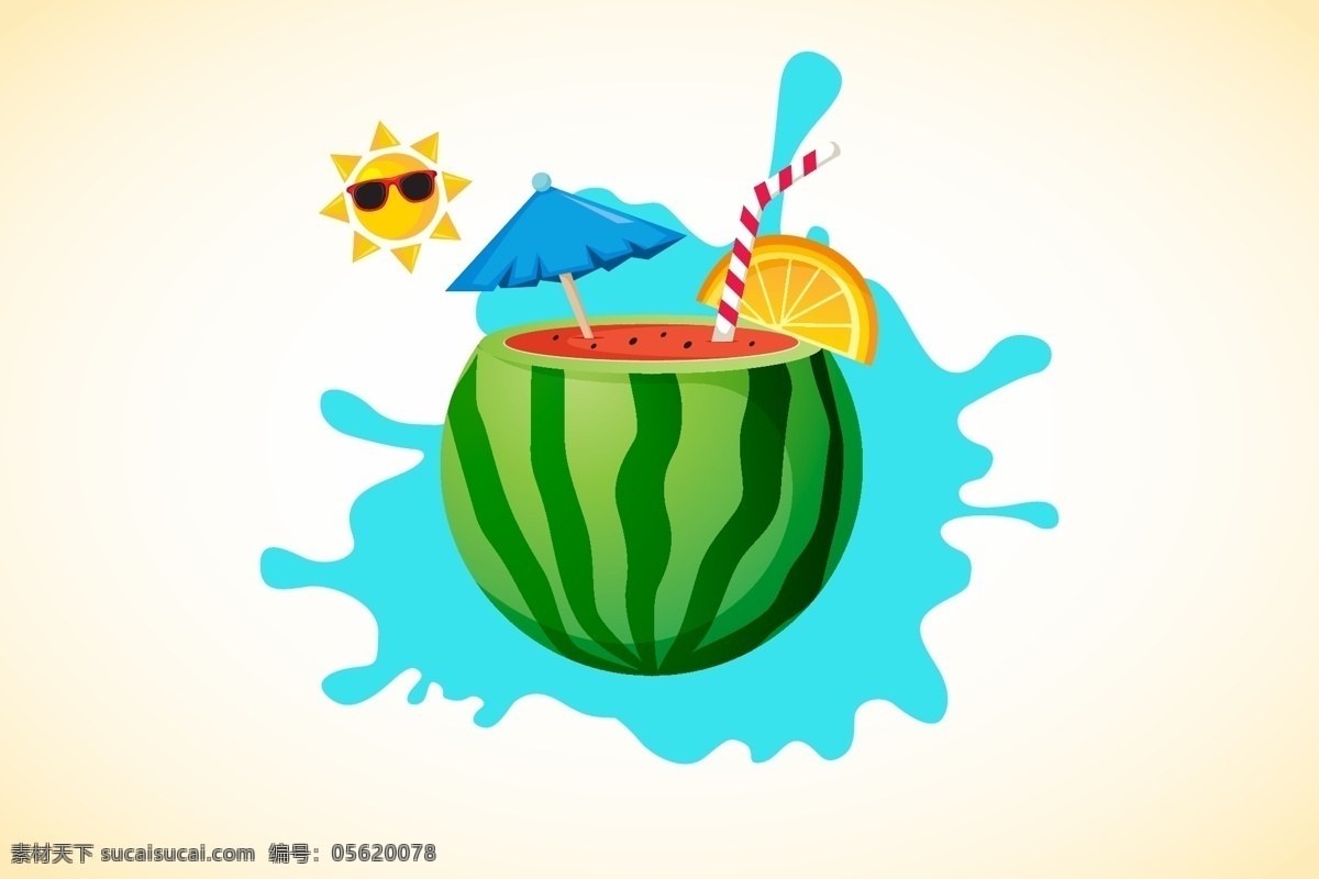 炎热 夏天 西瓜 饮料 夏日 夏季 立夏 太阳 橘子 饮品 水吧 西瓜汁