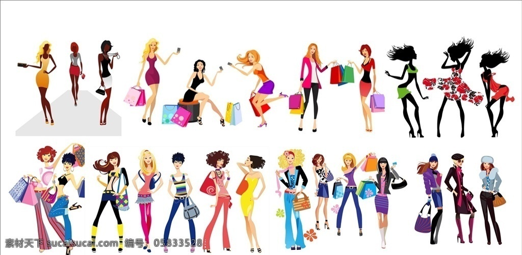 时尚购物女性 时尚女性 时尚女孩 美女 女性 潮流女孩 女性人物 人物素材 矢量素材 时尚人物 妇女女性 购物 潮流女性 购物女性 2020 年