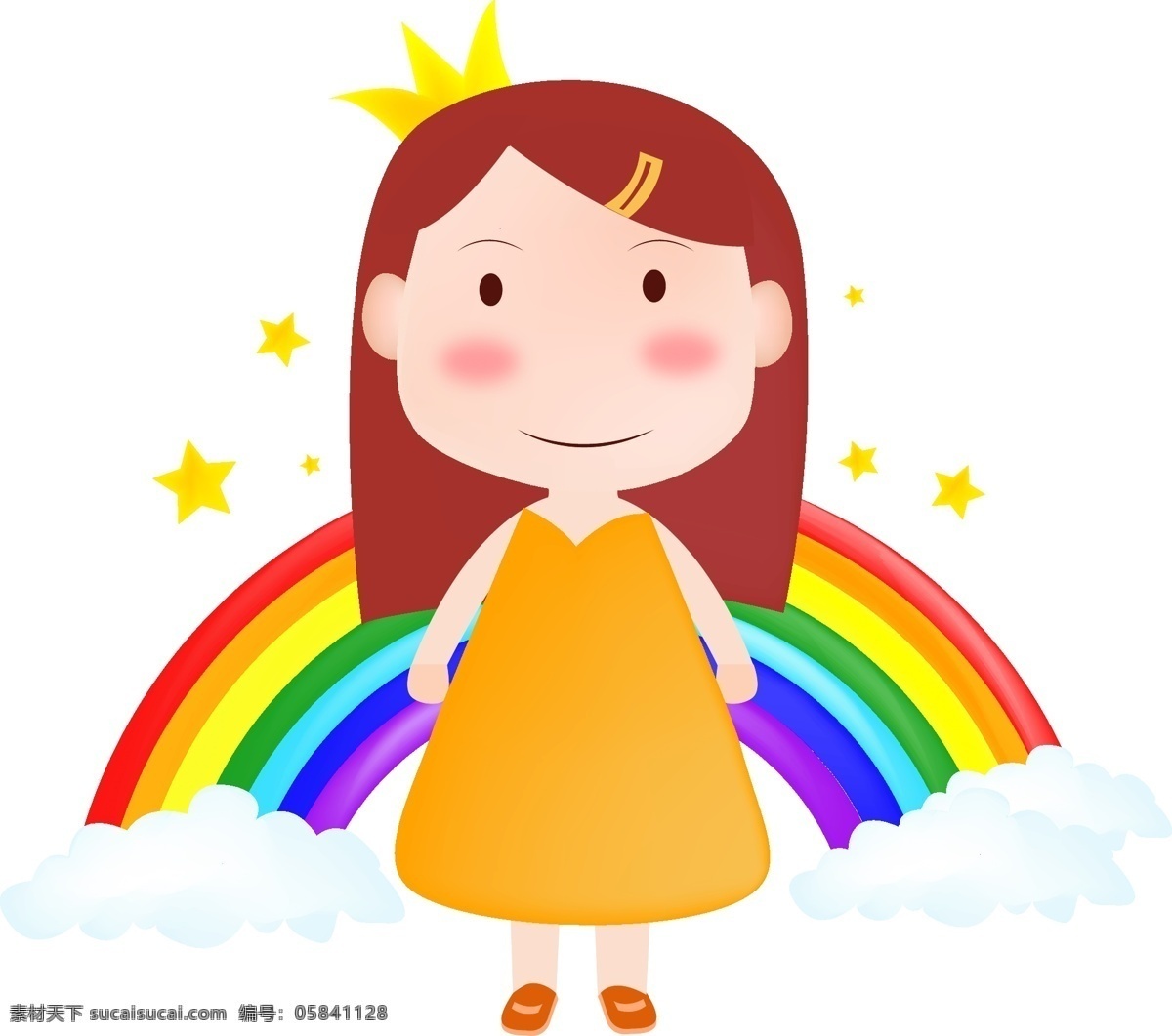 兒童節(jié) 卡通 娃娃 元素 卡通可愛(ài) 星星 皇冠 彩虹 云朵 女孩 卡通女孩 六一兒童節(jié)