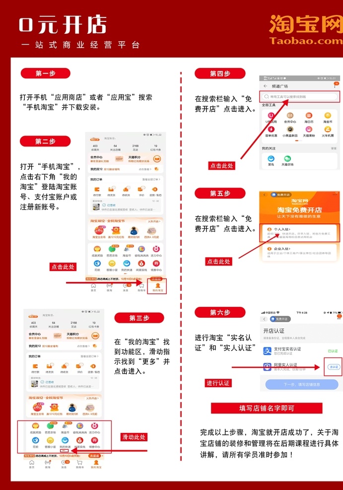 手机 淘宝 开店 流程图 手机淘宝 商城 新手 示意图 指示图 0元开店 淘宝网