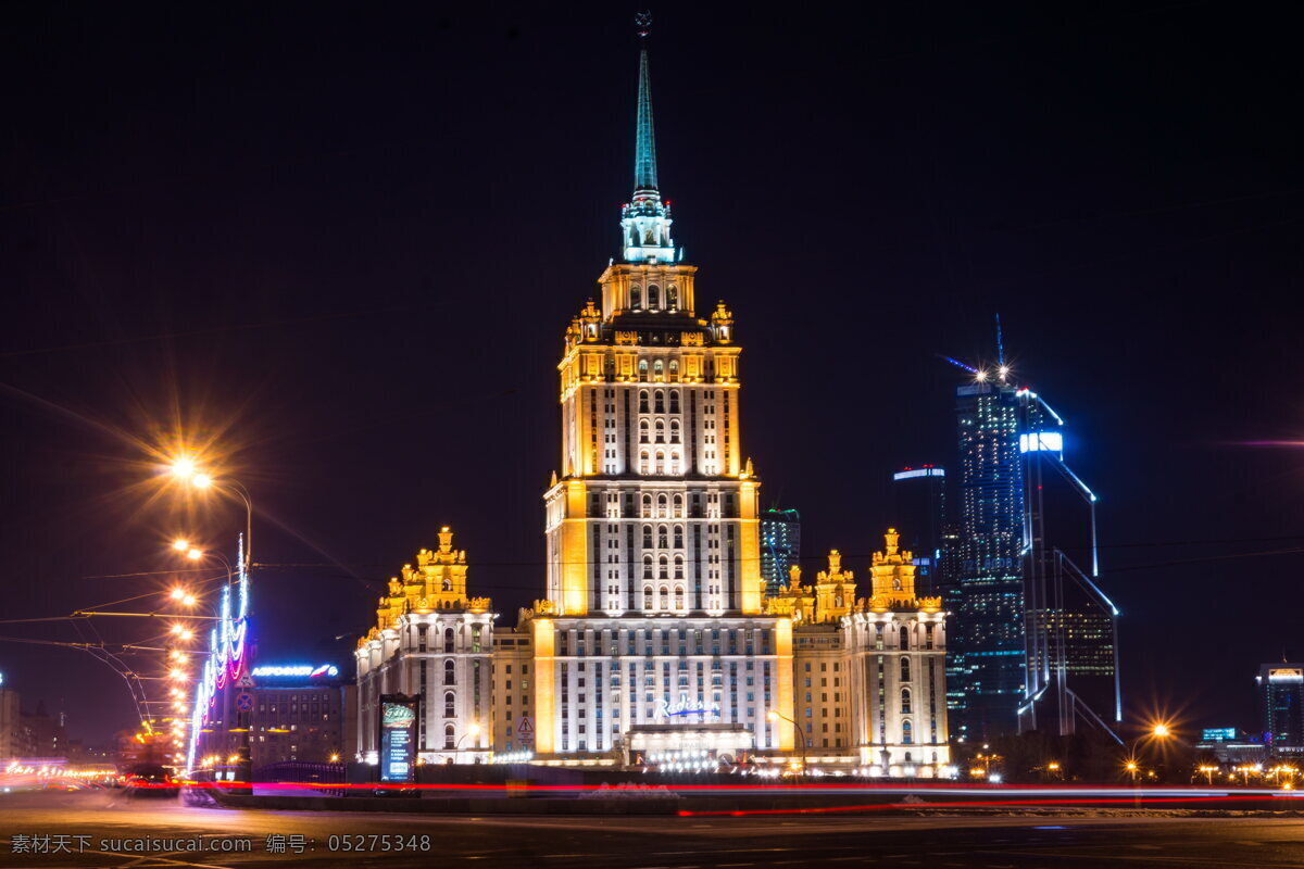美丽 莫斯科 城市 夜景 建筑 城市建筑 璀璨灯光
