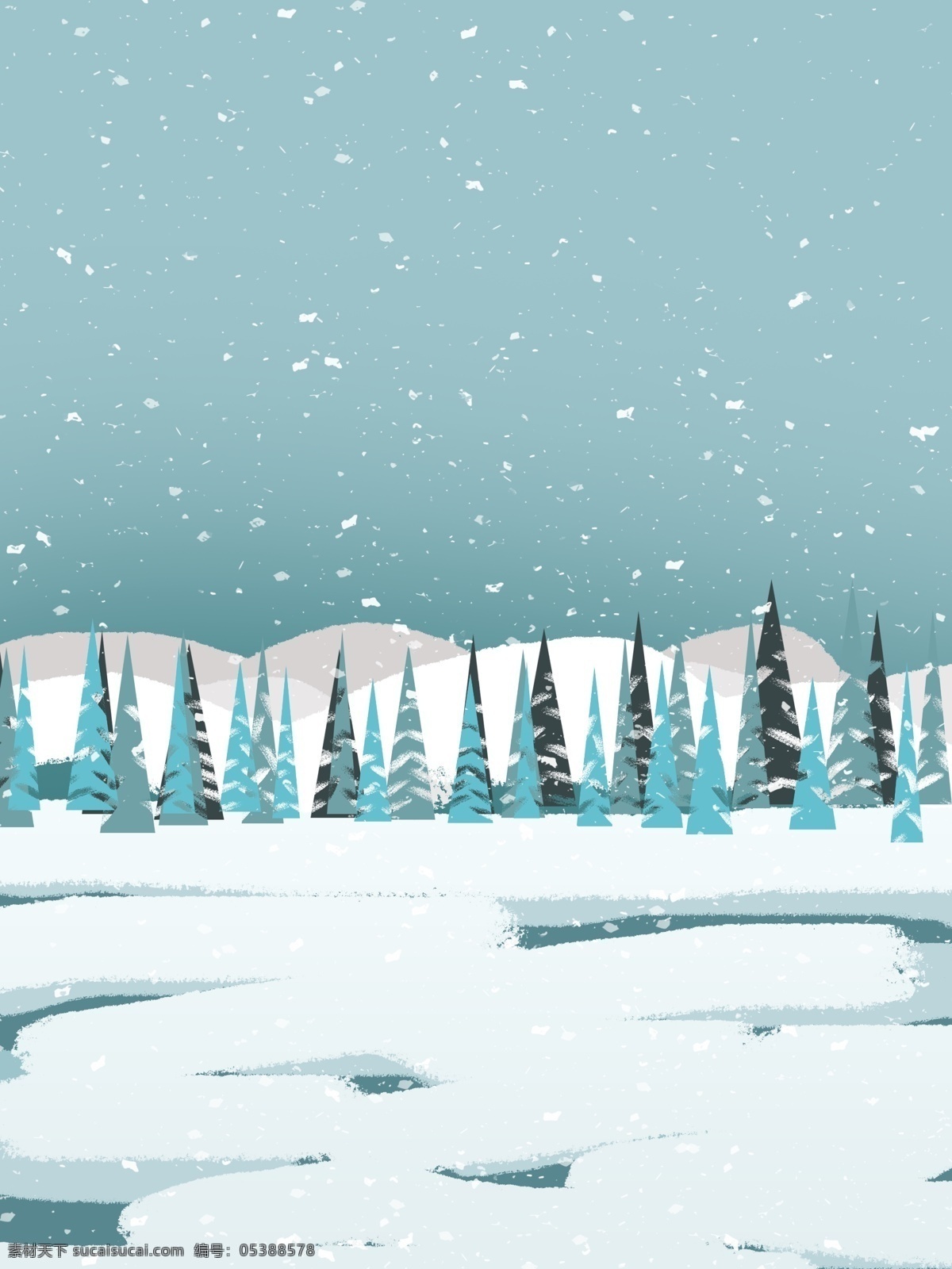 蓝色 简约 小雪 节气 风景 背景 水彩背景 大雪 下雪 雪花 背景设计 雪地风景 大雪背景 冬至