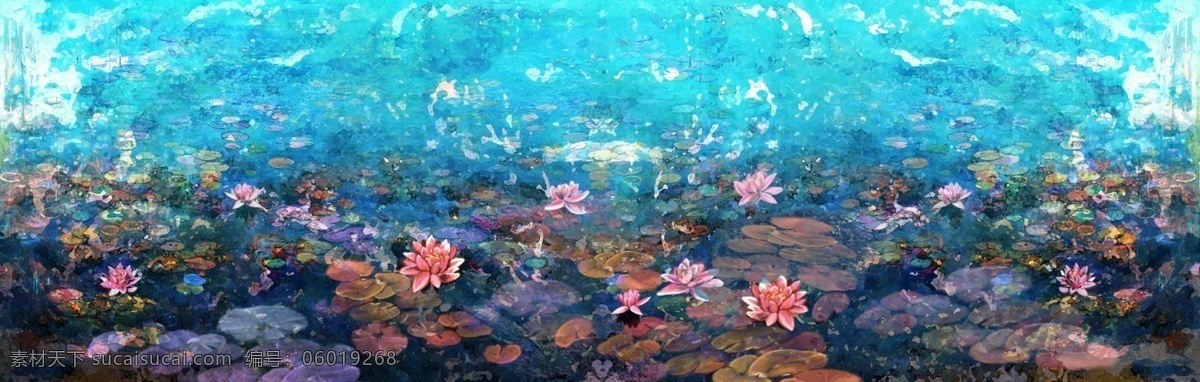 湖面 色彩 清新 插画 背景 类 分层