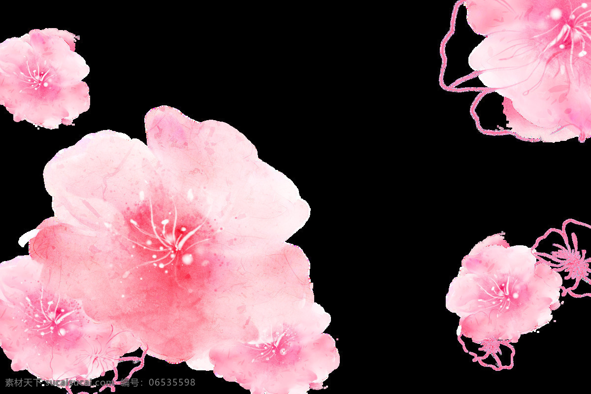 手绘 朦胧 美 花朵 透明 装饰 粉红色 花瓣 花蕊 免扣素材 透明素材 植物 装饰图片