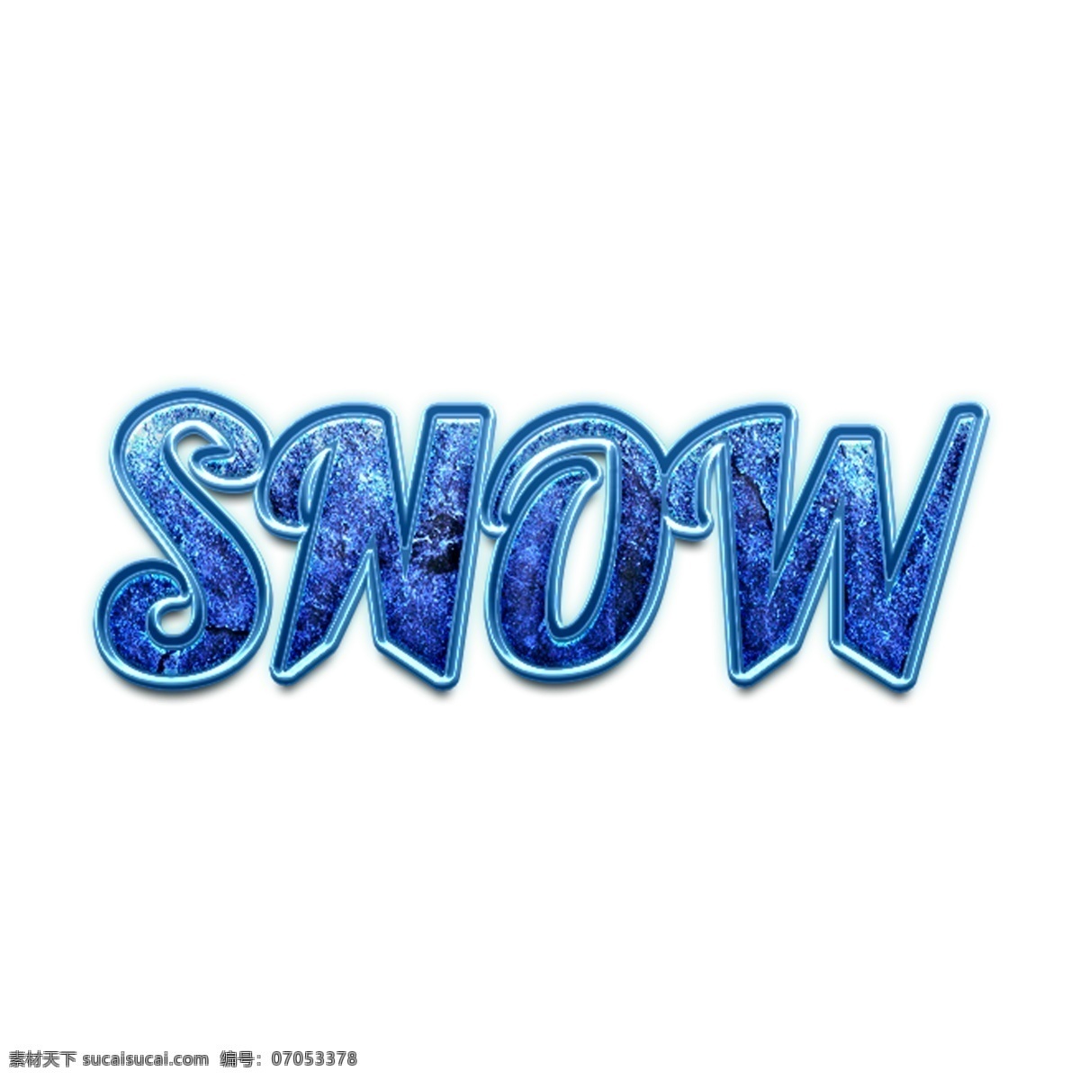 冬天 雪 snow 英文 立体 字 蓝色 凹凸