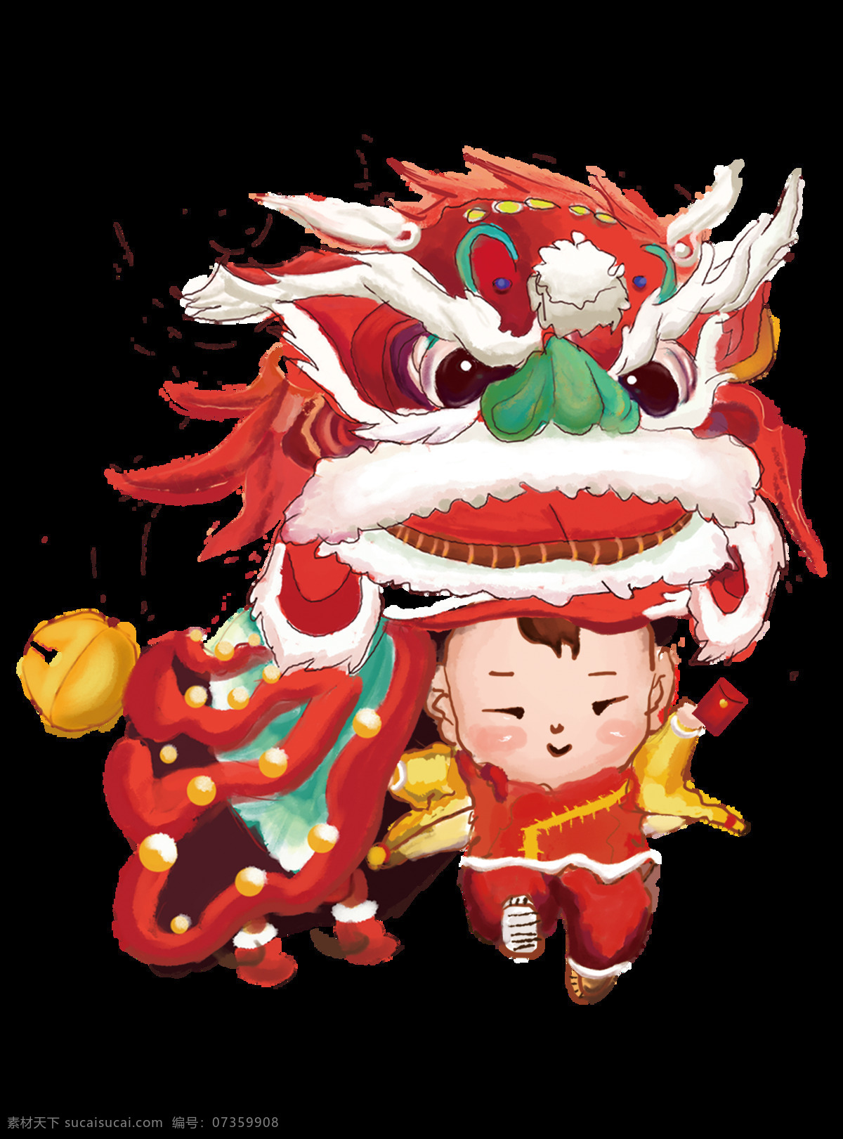 卡通 舞獅 元素 節(jié)日 喜慶 小孩