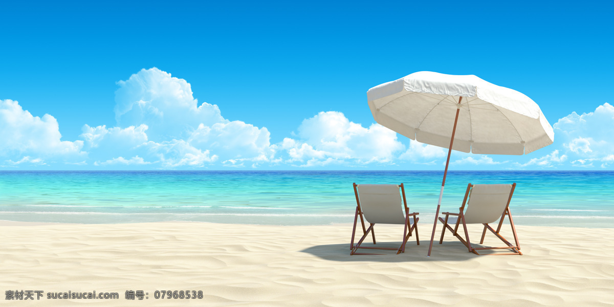 海洋 海边 沙滩 遮阳伞 背景 海报 素材图片