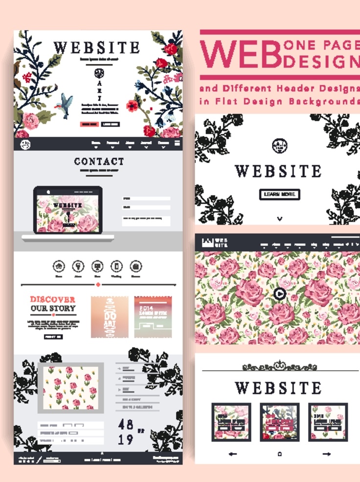 粉色 女性 产品 网站设计 网站 网页 排版 版式 花朵 织物 植物 绿色 玫瑰 剪影 web 界面设计 英文模板