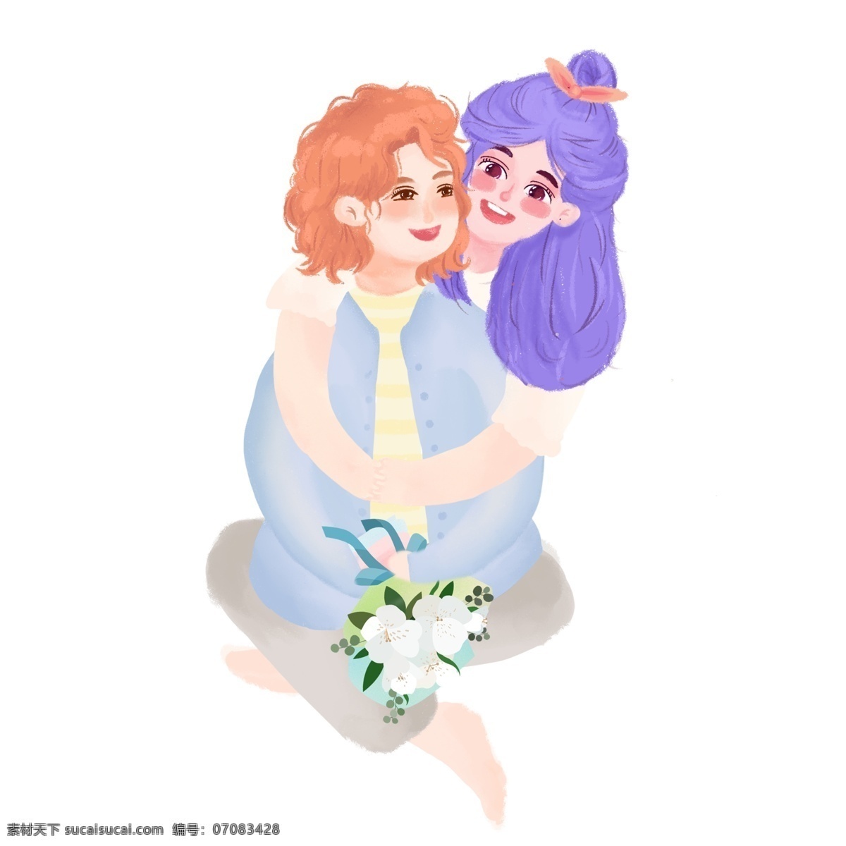 可愛(ài) 母女 插畫(huà) 人物 母親節(jié) 節(jié)日 母親節(jié)插畫(huà) 卡通人物 生物靜物