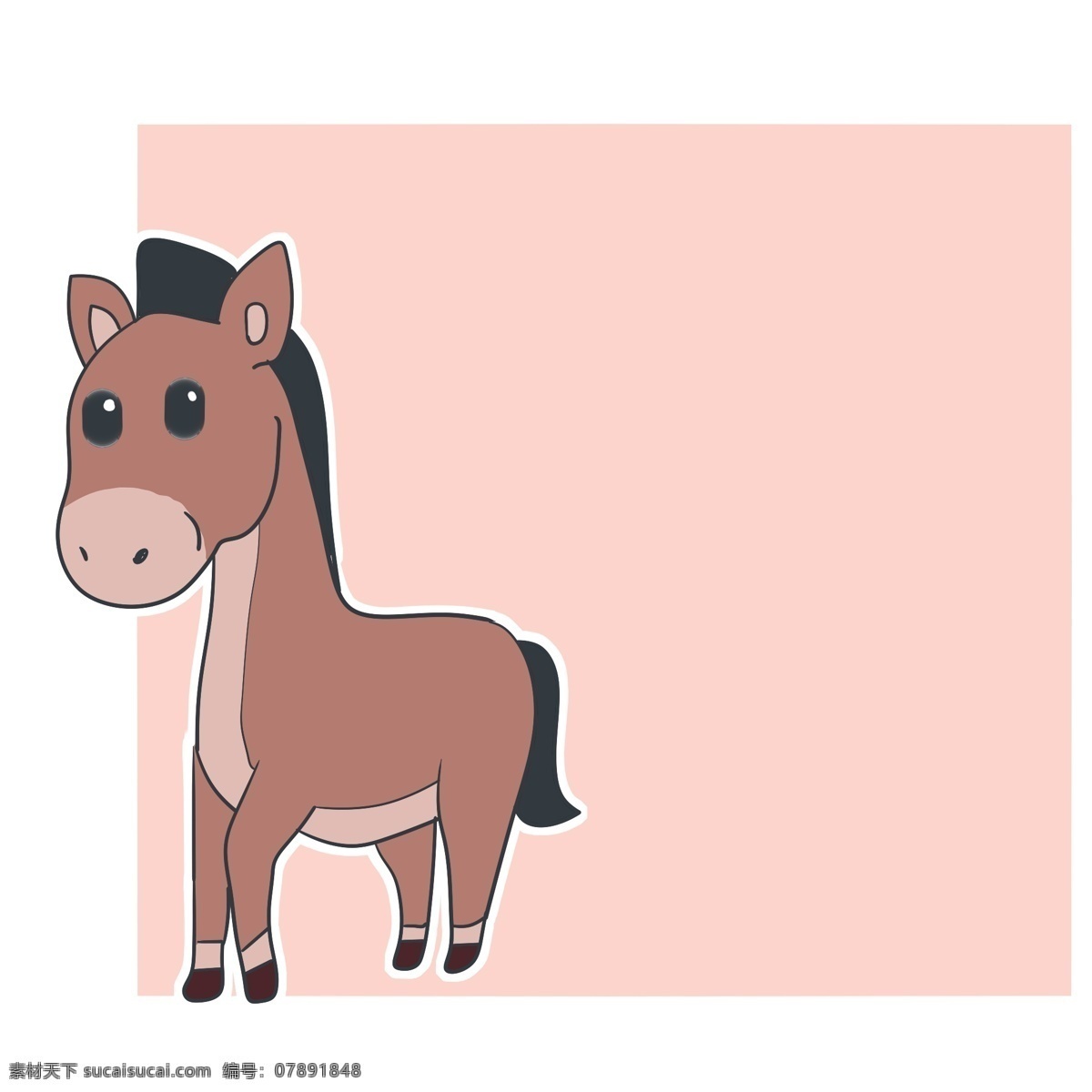卡通 小马 动物 边框 粉色方形边框 可爱边框 卡通动物边框 卡通小马动物 小马装饰边框 可爱插画