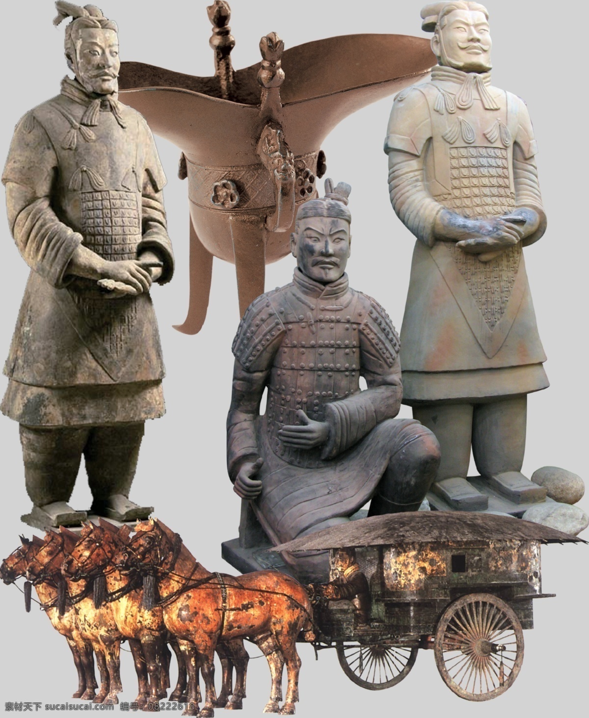 战国 时代 兵马俑 雕像 古代 秦朝 中国文化 中国印象 战车 樽 酒器 psd源文件