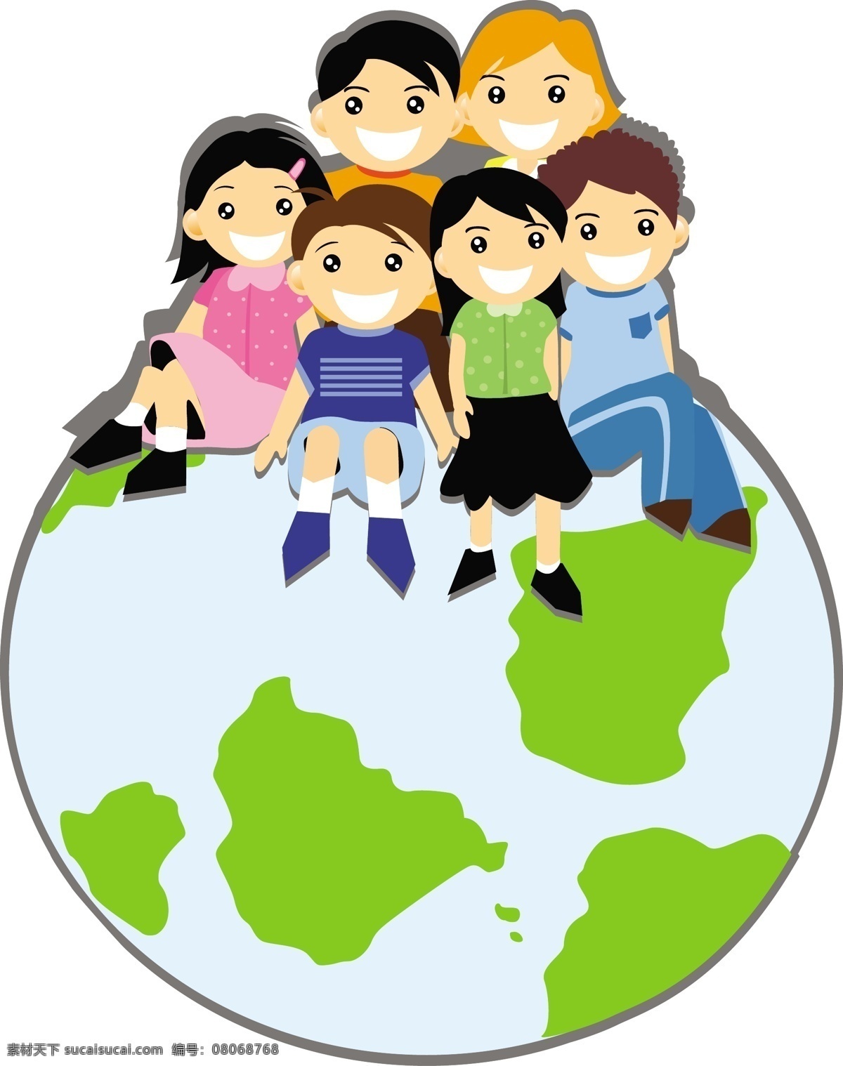 矢量 兒童 孩子 小孩 地球 笑容 可愛 節(jié)日素材 其他節(jié)日