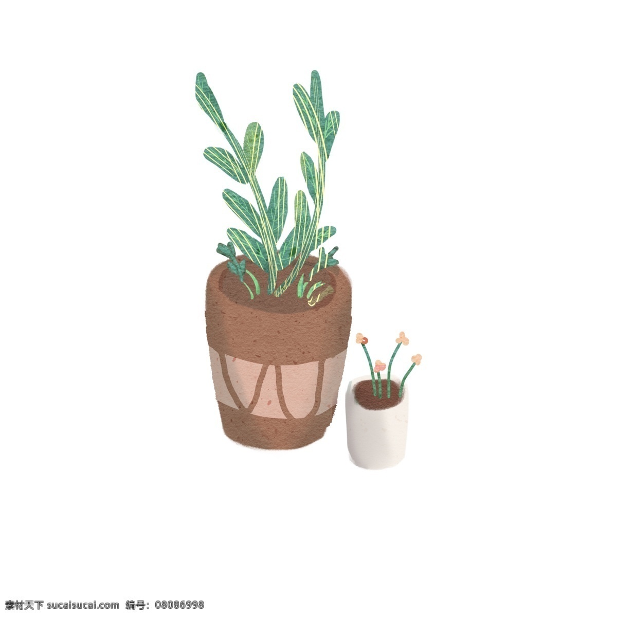 手繪 小花 植物 小 清新 插畫(huà) 盆栽 植物盆栽 小清新 葉子 盆景 綠植 綠色 花盆 花紋 草