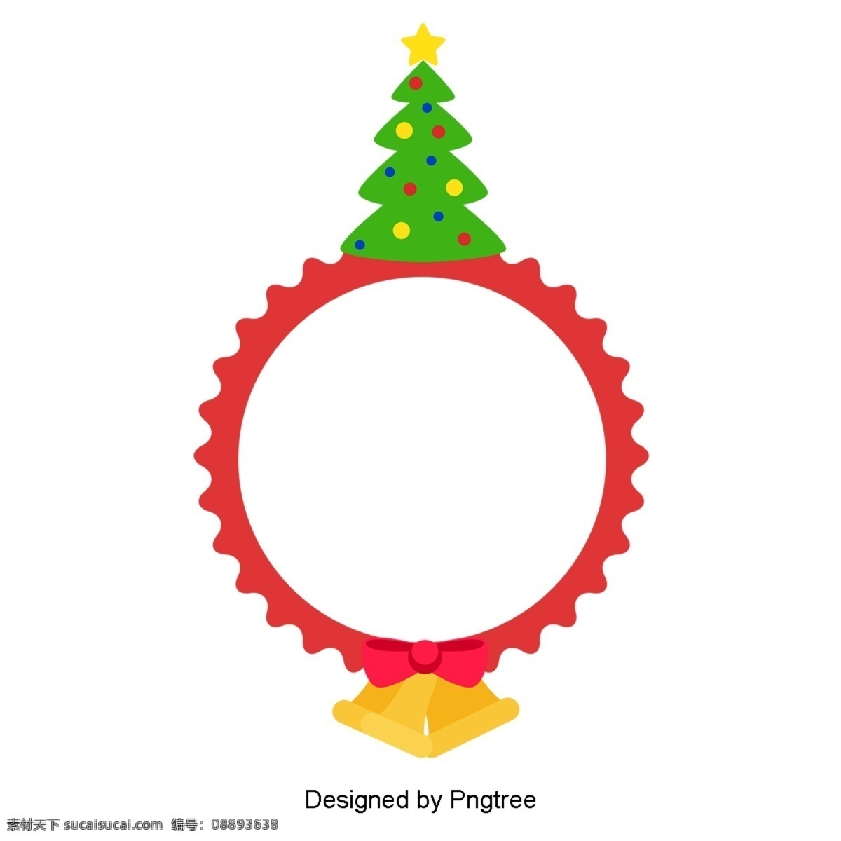 卡通 简单 圆 圣诞树 装饰 边界 红 极 简 主义 圣诞 框 圣诞节 小 铃铛 博德