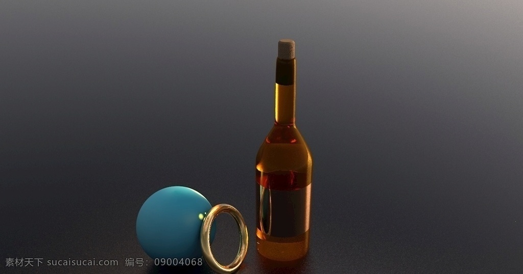 酒瓶静物 玻璃瓶 酒瓶 金手镯 建模 渲染 3d设计 3d作品 c4d