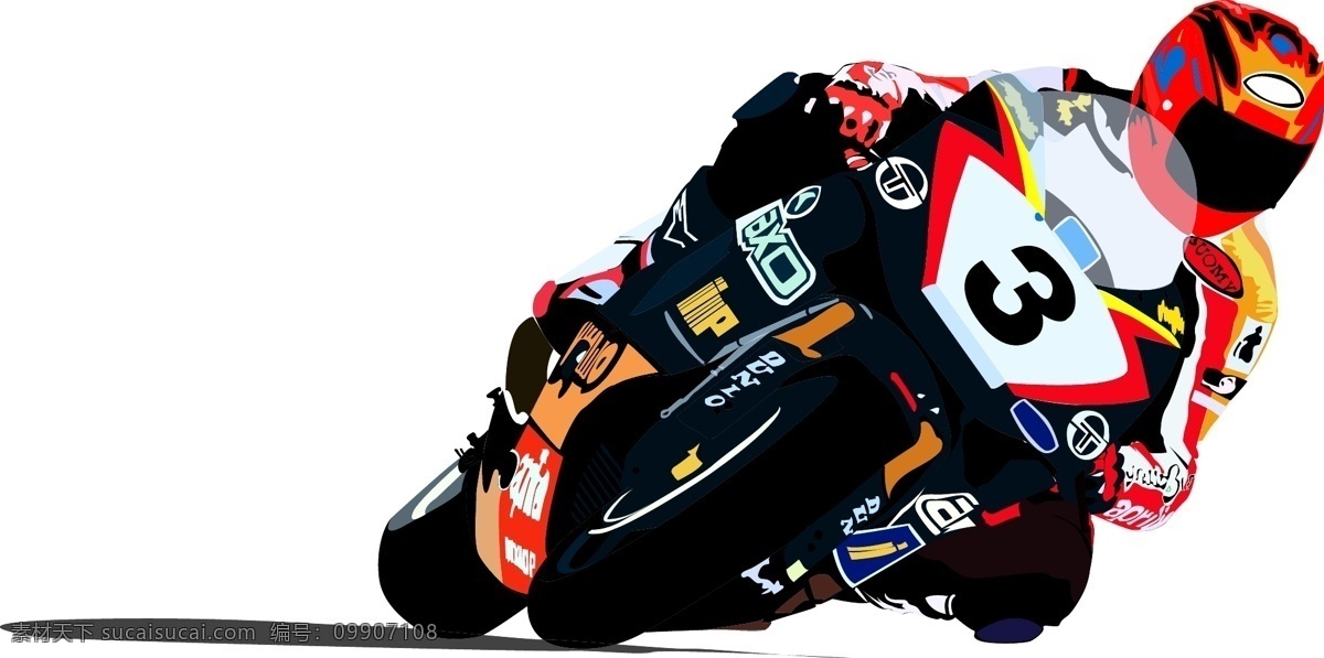 超酷 摩托车 赛车 手 比赛 模板 设计稿 素材元素 源文件 赛车手 体育竞技 转弯 矢量图