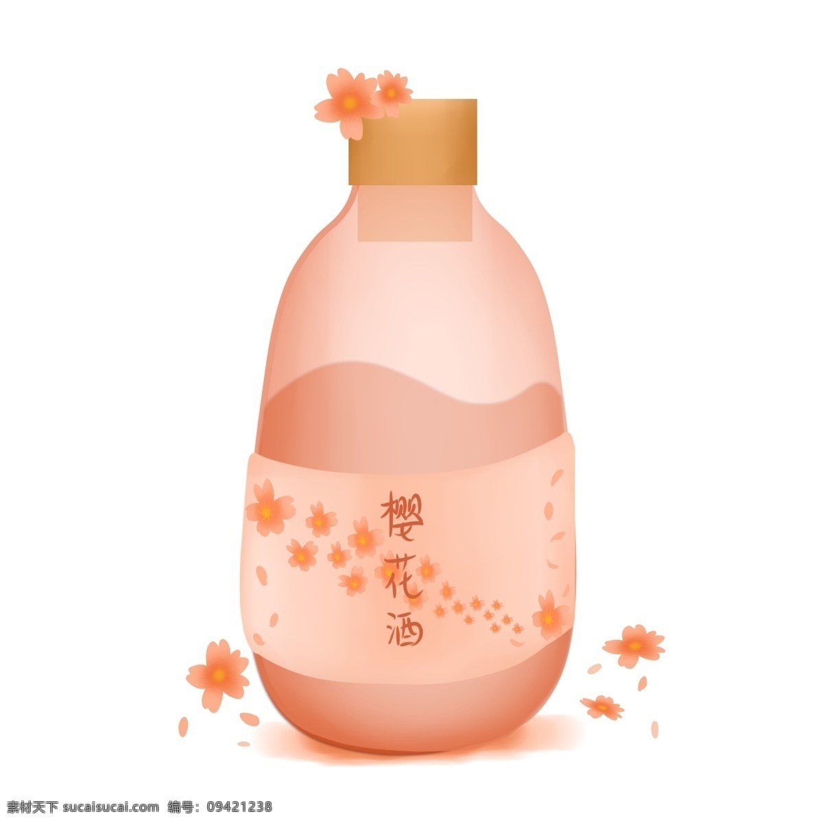 日式 粉色 樱花 酒 装饰 春天 樱花酒 花瓣 日本 特产 玻璃瓶 樱花季 饮品