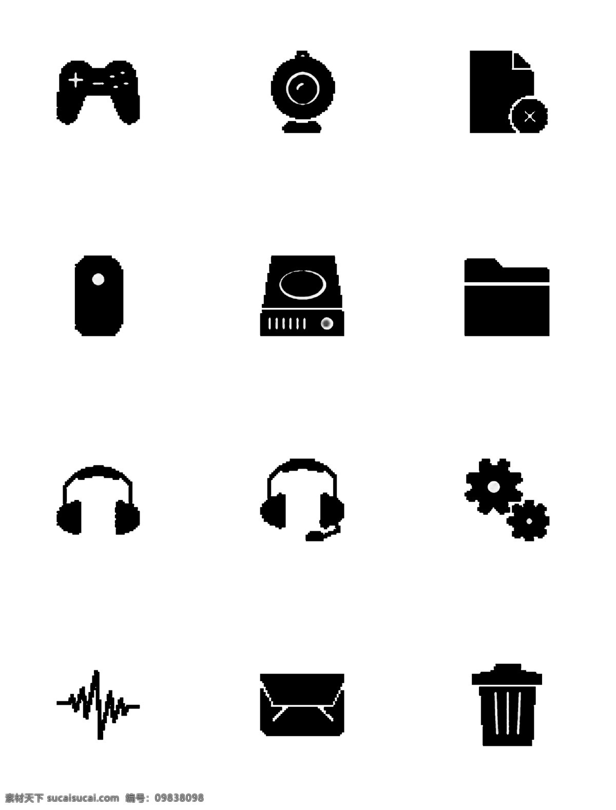 十 二 简单生活 中 常见 图标素材 十二个 简单 生活中 图标 游戏 手柄 文件夹 耳机 设置 免抠 png格式