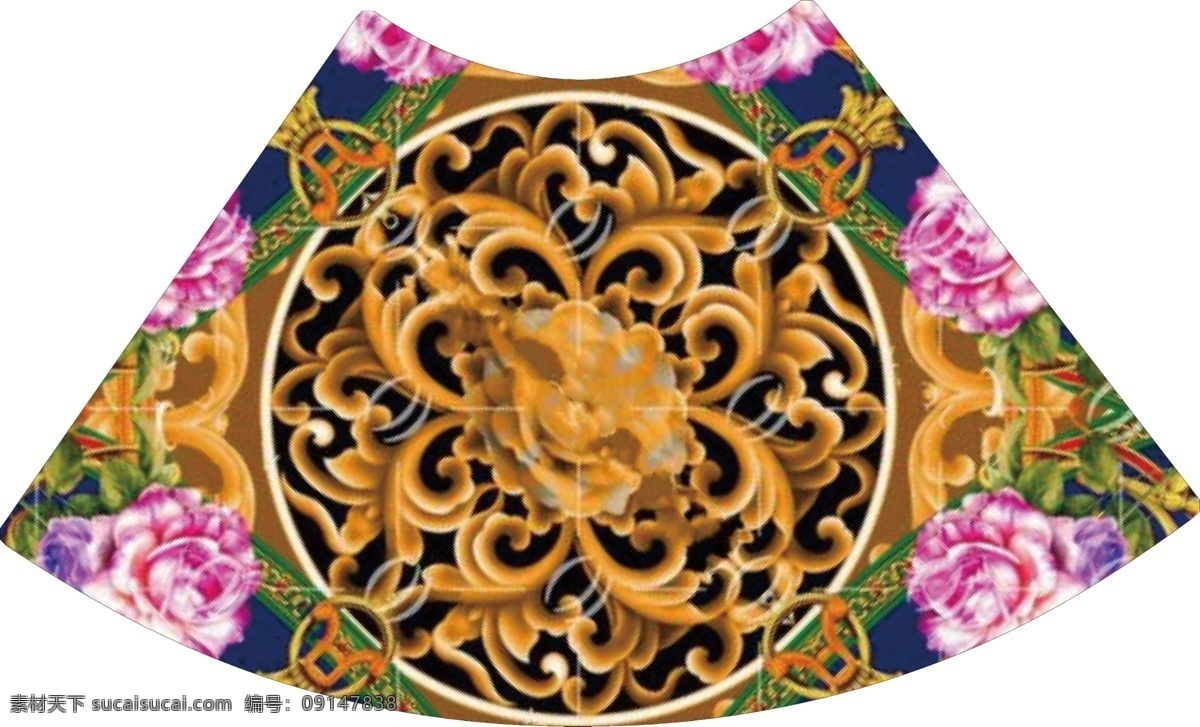 數(shù)碼印花 定位花圖片 復(fù)古 花 定位 民族風(fēng) 裙子
