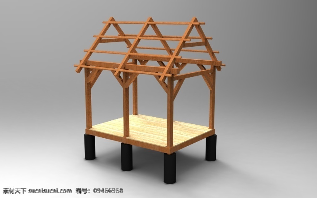 废弃 木材 森林 建筑 3d模型素材 建筑模型