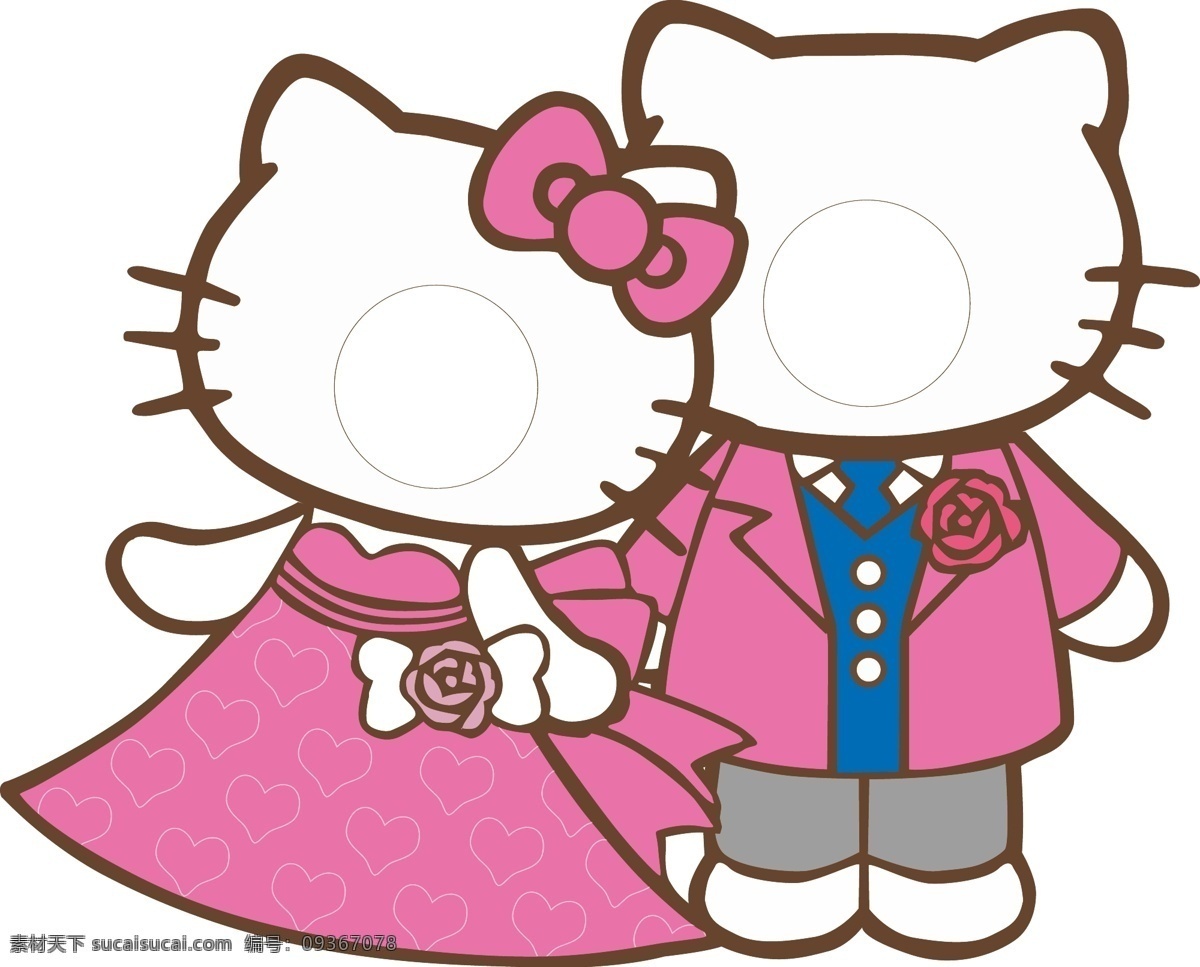 kitty 婚禮 kitty貓 hello 可愛 卡通 情侶 底紋邊框 矢量 卡通設(shè)計